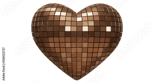 Close-up of a sparkly heart shaped disco ball on a white background mirror ball vector 