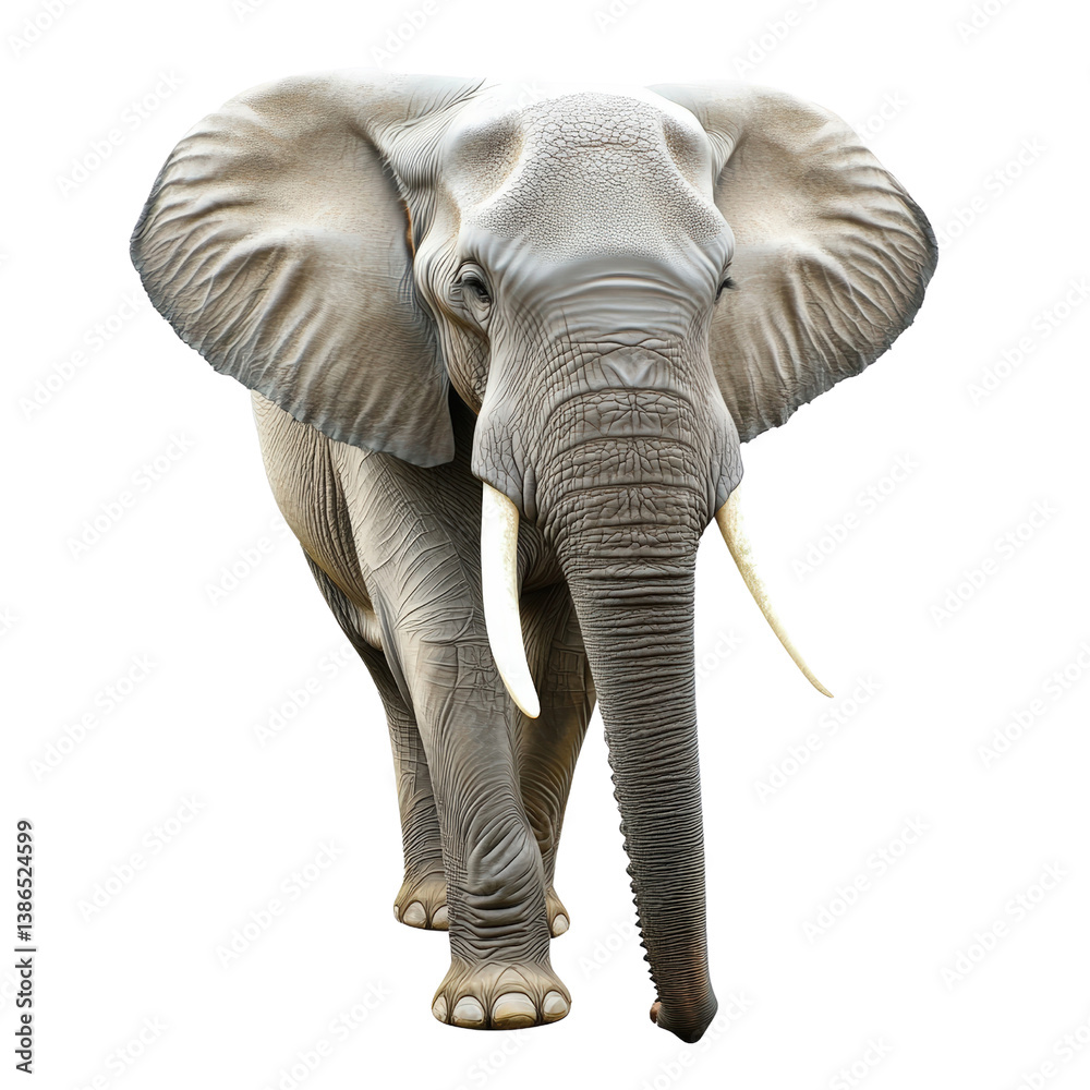 Obraz premium Majestic elephant silhouette standing proudly against a stark black background highlighting its impressive form and features isolated on transparent background..