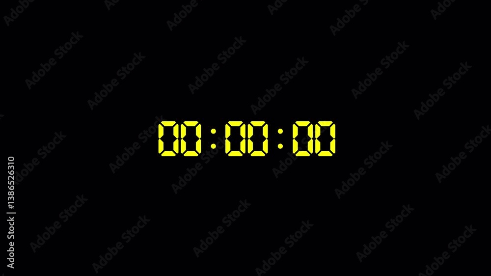 Five seconds digital countdown timer animation from 5 seconds to 0 seconds on transparent background with alpha channel, Animated countdown timer count hour minute and second, Countdown video Five seconds digital countdown timer animation from 5 seconds to 0 seconds on transparent background with alpha channel, Animated countdown timer count hour minute and second, Countdown video