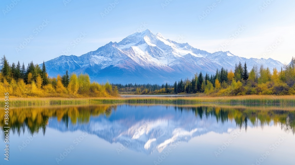 Serene mountain lake landscape in autumn Serene mountain lake landscape in autumn