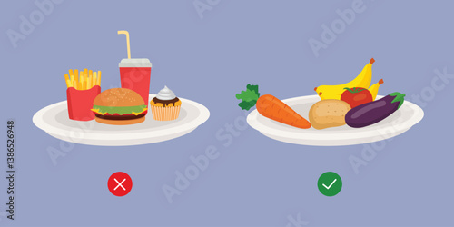 Healthy food vs unhealthy junk food for diet choices