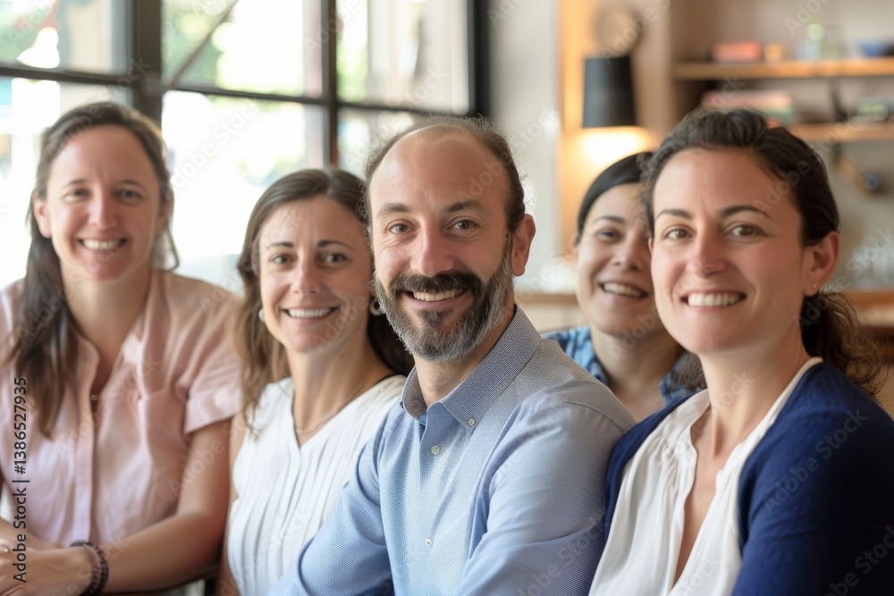 Portrait of happy mature man looking at camera and smiling with group of diverse businesspeople in background. Smiling mature man with diverse business team. Teamwork concept Portrait of happy mature man looking at camera and smiling with group of diverse businesspeople in background. Smiling mature man with diverse business team. Teamwork concept