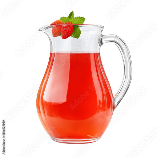 Wallpaper Mural Refreshing pitcher of bright strawberry juice sitting on a wooden table capturing the essence of summer and freshness isolated on transparent background.. Torontodigital.ca