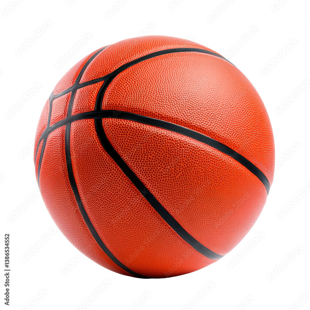 Fototapeta premium Classic orange basketball featuring texture and detail for sports photography with a dynamic action background isolated on transparent background..