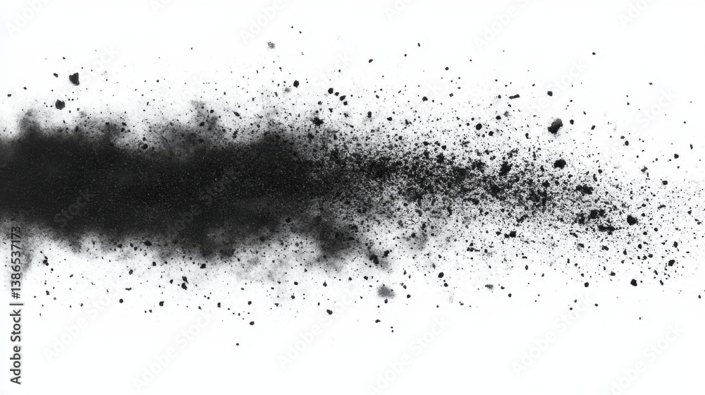 Obraz premium A black line of dust with a white background