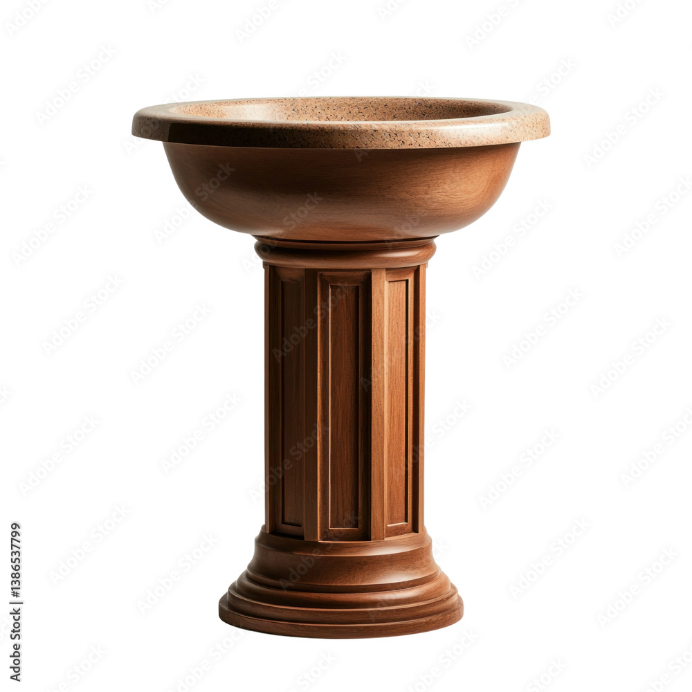 Elegant birdbath furniture with cutout background garden oasis decorative item natural setting eye-level perspective Elegant birdbath furniture with cutout background garden oasis decorative item natural setting eye-level perspective