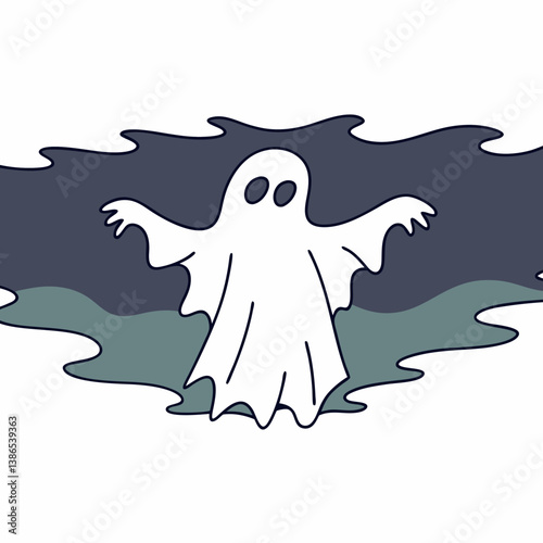 Ghost Silhouette Embracing Whimsical Fog Background  