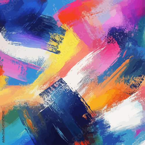 Abstract Painting with Bold Brushstrokes in Vibrant Colors
