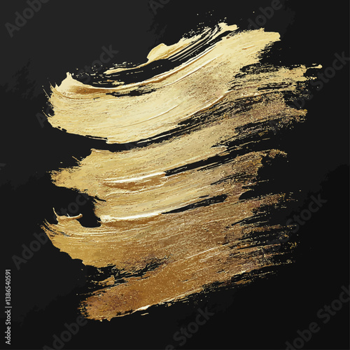 Golden Paint Strokes on Black Background