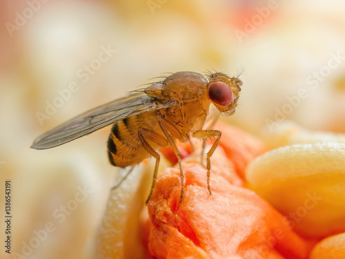 Tropical Fruit Fly Drosophila Diptera Parasite Insect Pest on Fruit Macro