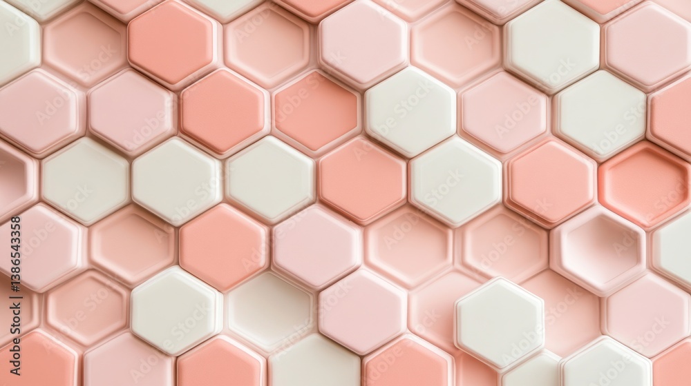 Fototapeta premium Abstract honeycomb pattern in light pink and white