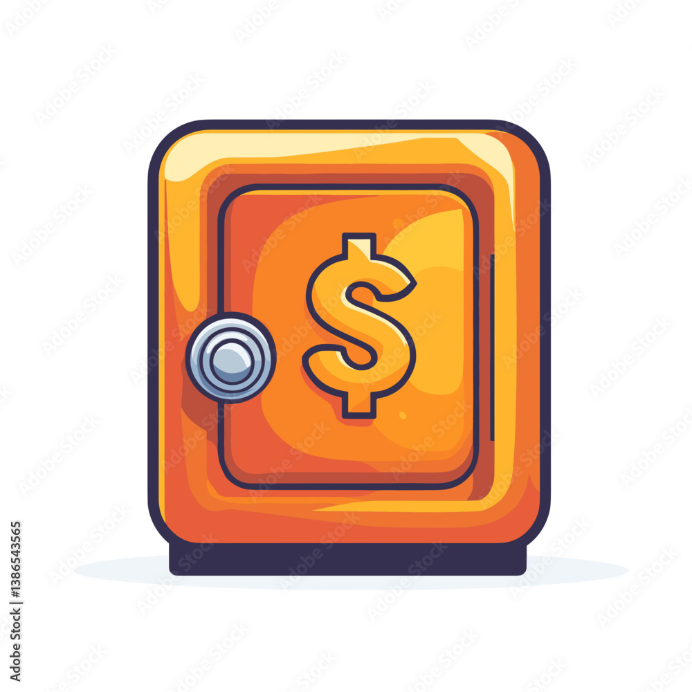 Orange Digital Safe with Dollar Sign Icon Orange Digital Safe with Dollar Sign Icon
