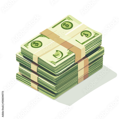 Isometric Illustration of a Large Stack of Cash