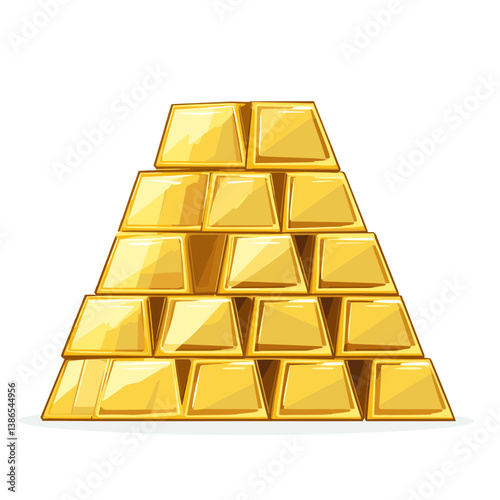 Pyramid of Shiny Golden Bars on White Background
