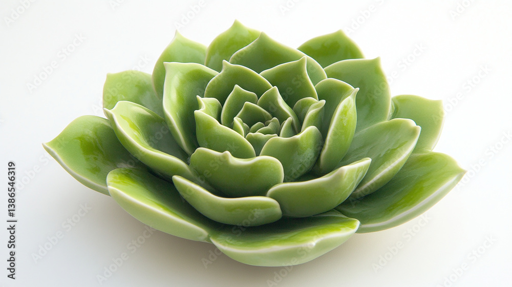 Fototapeta premium Small succulent plant in ceramic pot viewed from abo
