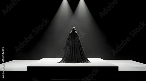 Cloaked Figure in Dramatic Spotlight