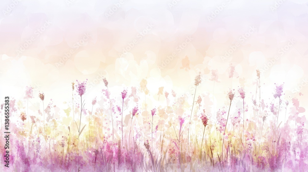 Naklejka premium Dreamy meadow, a field of flowers in soft focus with blurred background vibrant