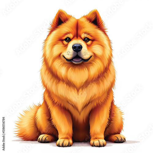 Adorable Cartoon Chow Chow Dog Vector Illustration isolated