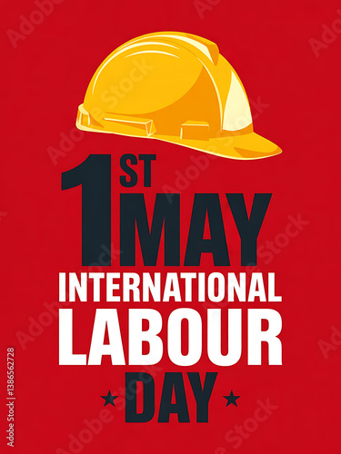 Retro Labor Day Poster with Hard Hat and Bold Typography,
