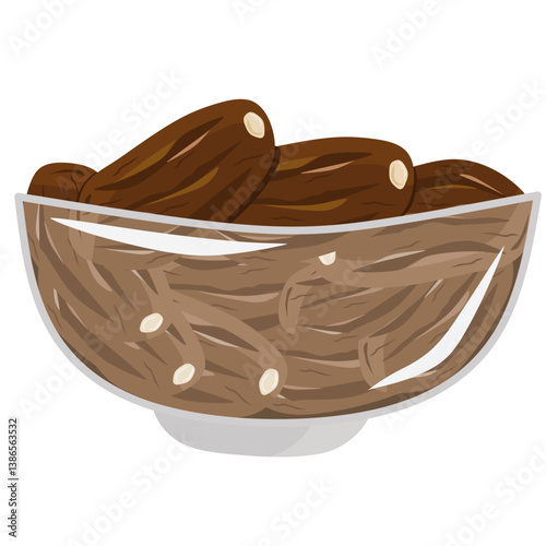 illustration of lots of dates in a glass bowl