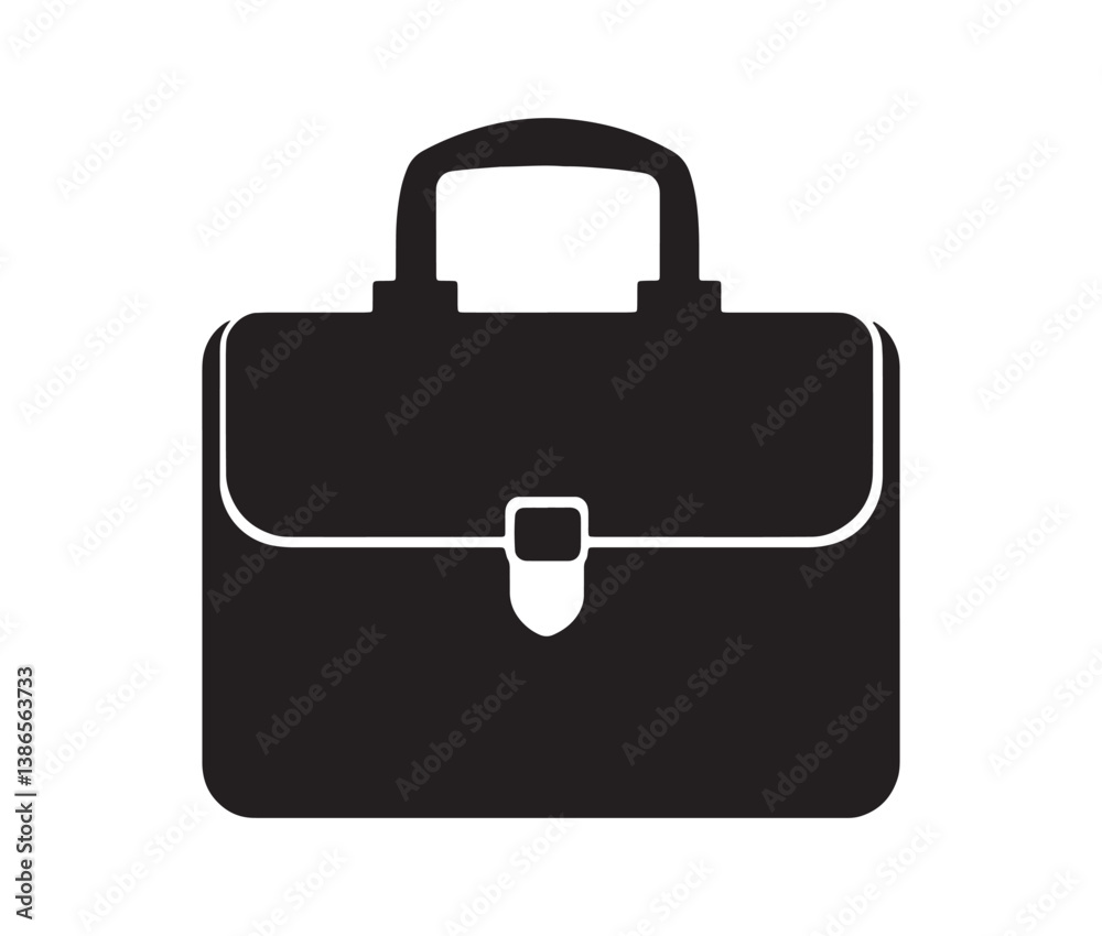 Silhouette business briefcase icon. Professional work bag icon for corporate use. Silhouette business briefcase icon. Professional work bag icon for corporate use.
