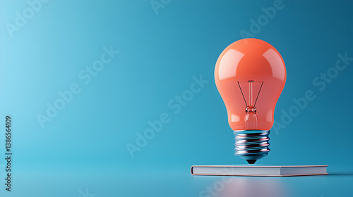 Orange Lightbulb on Blue Background