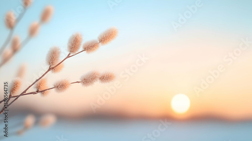 Pastel Sunset with Willow Branches