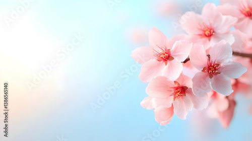 Pink Cherry Blossoms Against a Soft Blue Sky