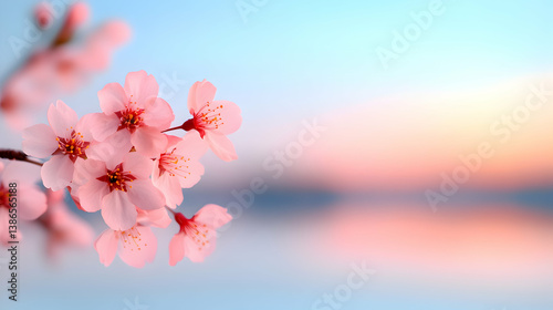 Pink Cherry Blossoms at Sunrise