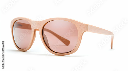 Pink Round Sunglasses on White Background