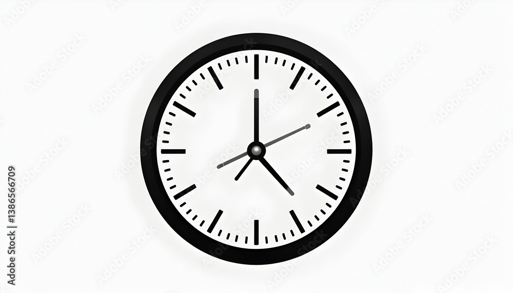 Clock on White Background Showing Time Management and Deadlines Clock on White Background Showing Time Management and Deadlines