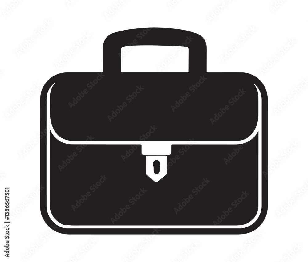 Silhouette business briefcase icon. Professional work bag icon for corporate use. Silhouette business briefcase icon. Professional work bag icon for corporate use.
