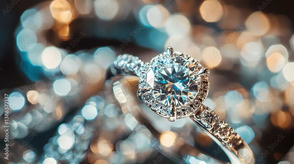 Sparkling Solitaire: A captivating close-up of a resplendent diamond ring, showcasing its brilliant cut and exquisite craftsmanship. Sparkling Solitaire: A captivating close-up of a resplendent diamond ring, showcasing its brilliant cut and exquisite craftsmanship.