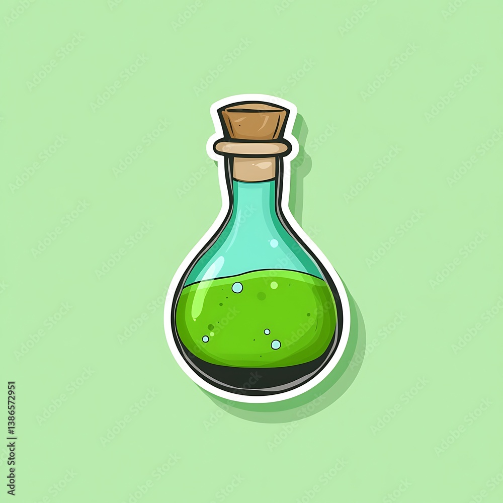 Potion bottle with glowing liquid, magical vector Potion bottle with glowing liquid, magical vector