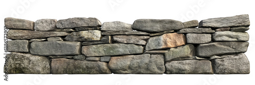 Wall of stone shell rock isolated on transparent background 