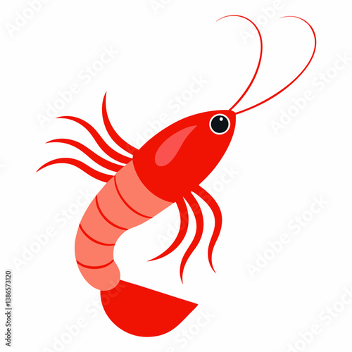A single shrimp with a red body
