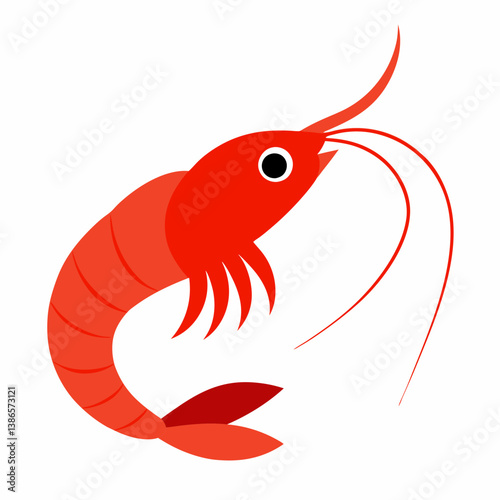 A single shrimp with a red body