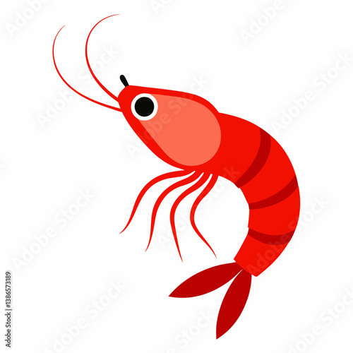 A single shrimp with a red body