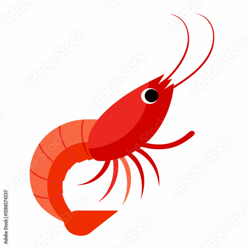 A single shrimp with a red body