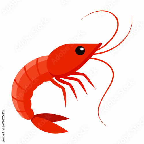 A single shrimp with a red body