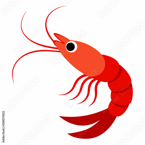 A single shrimp with a red body