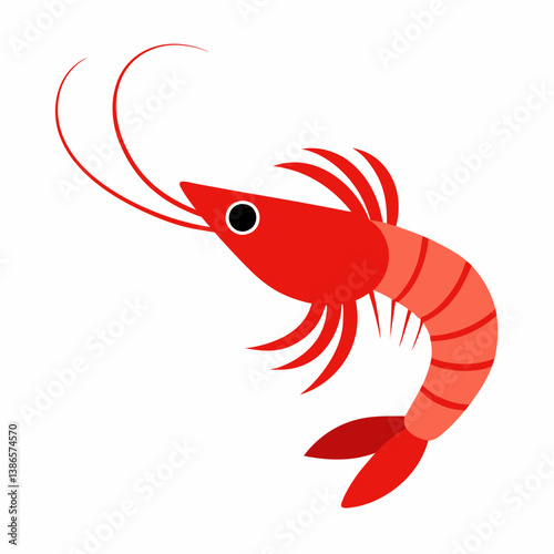 A single shrimp with a red body