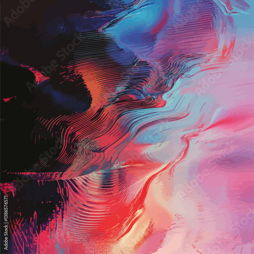 Abstract Digital Artwork in Vibrant Colors and Lines