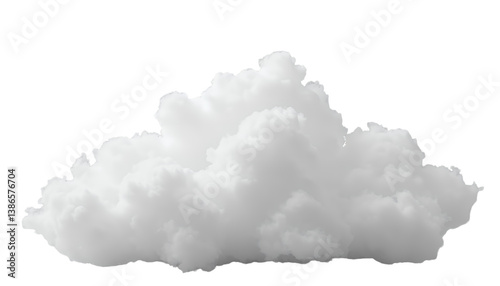 Fluffy White Cloud, 3D Render, Transparent Background.