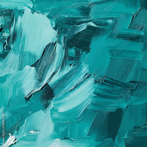 Abstract Acrylic Paint Brushstrokes in Teal and Turquoise