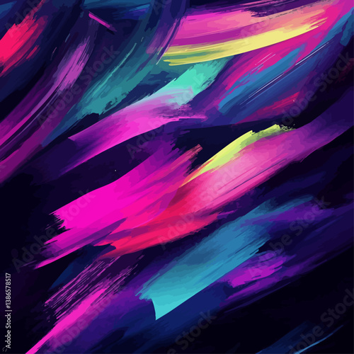 Abstract Brushstrokes in Vibrant Colors