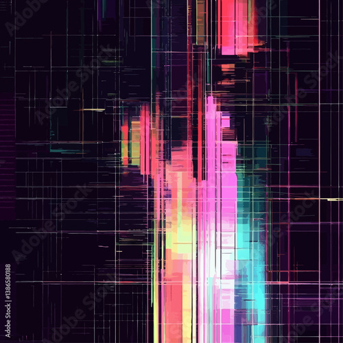 Digital Abstract of Colorful Lines and Grids