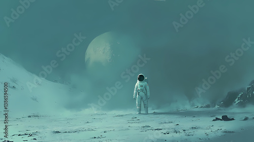 Amidst the vast expanse of space a solitary astronaut emerges from the silence of cryogenic hibernation centuries after their spacecraft was left adrift and forgotten. Forgotten Expanse. Illustration