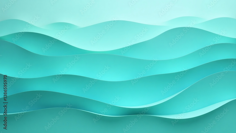 Fototapeta premium 3D Paper Cut Abstract Background in Blue and Green Layers