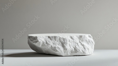 White rock podium, neutral background, product display